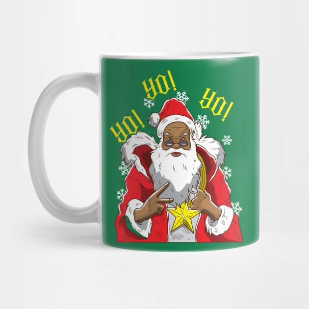 Black African American Santa Claus Yo Yo Yo Christmas by E